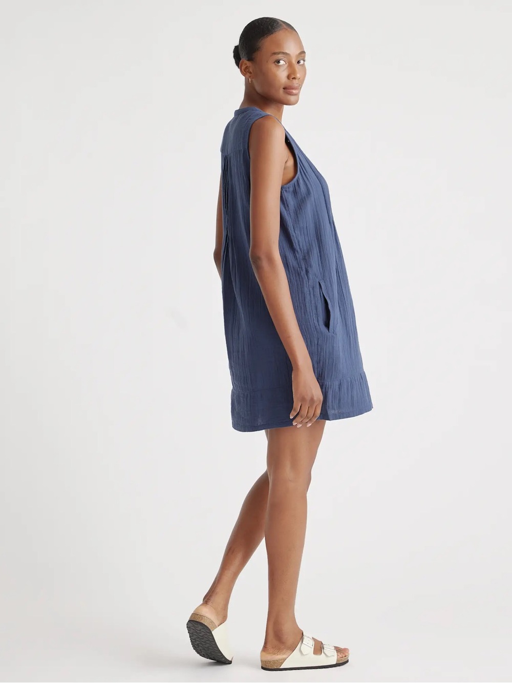 NWT Quince 100% Organic Cotton Gauze Swing Dress - Picture 5 of 8
